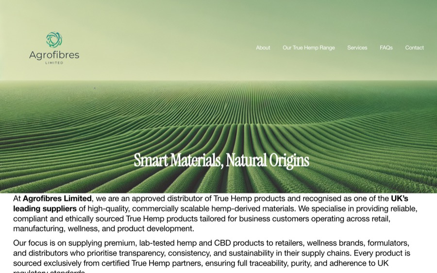 Agrofibres Limited website homepage