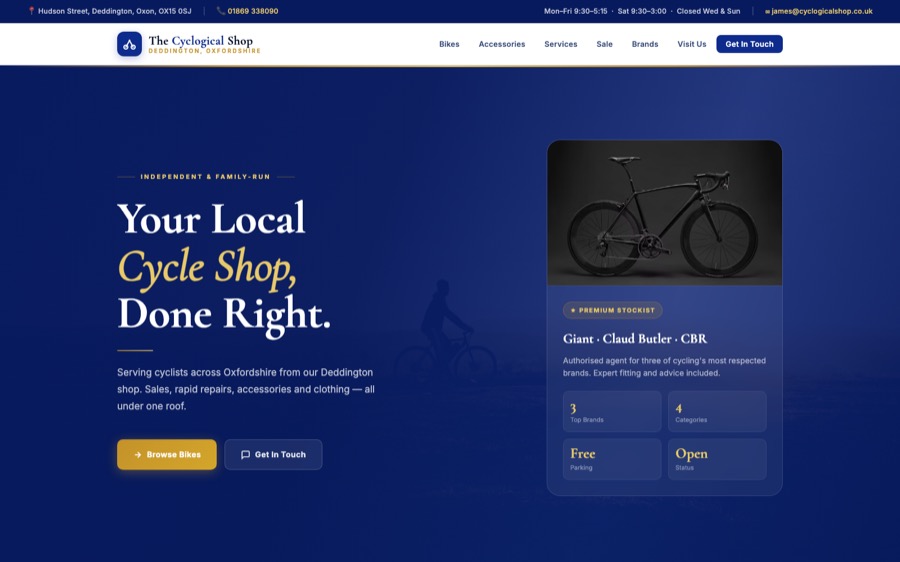 The Cyclogical Shop website homepage