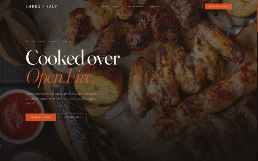 Ember & Salt website homepage