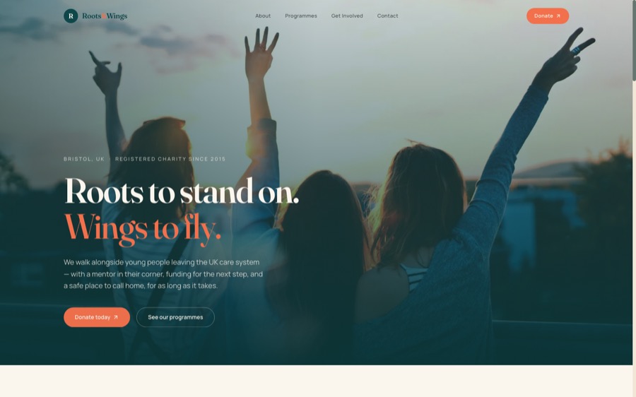 Roots & Wings website homepage
